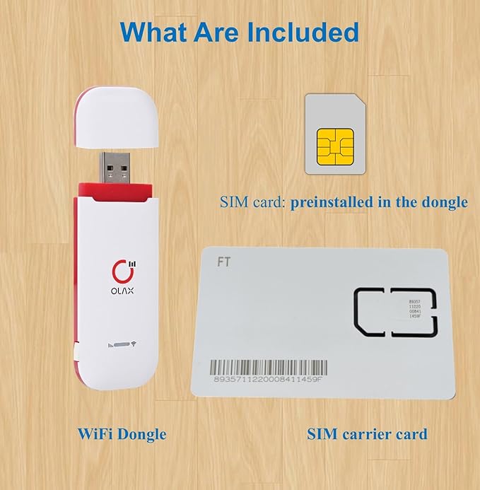 4G LTE-Advanced USB WiFi Dongle & Mobile Hotspot Router – Portable Modem with Pre-Installed Spectruym Smart SIM Card – Ideal for Travel and Business (US and EU only)