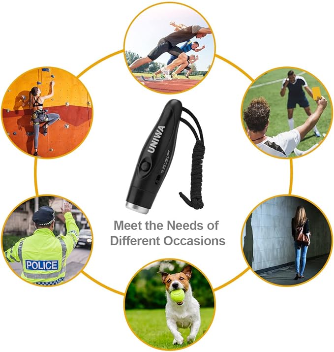 UNIWA Electronic Whistle, 4 Pack Handheld Electronic Whistles Electric Whistle with Lanyard Three Tone Distinct High Volume Outdoor Sport Whistle for Coaches, Referees, P.E. Teacher