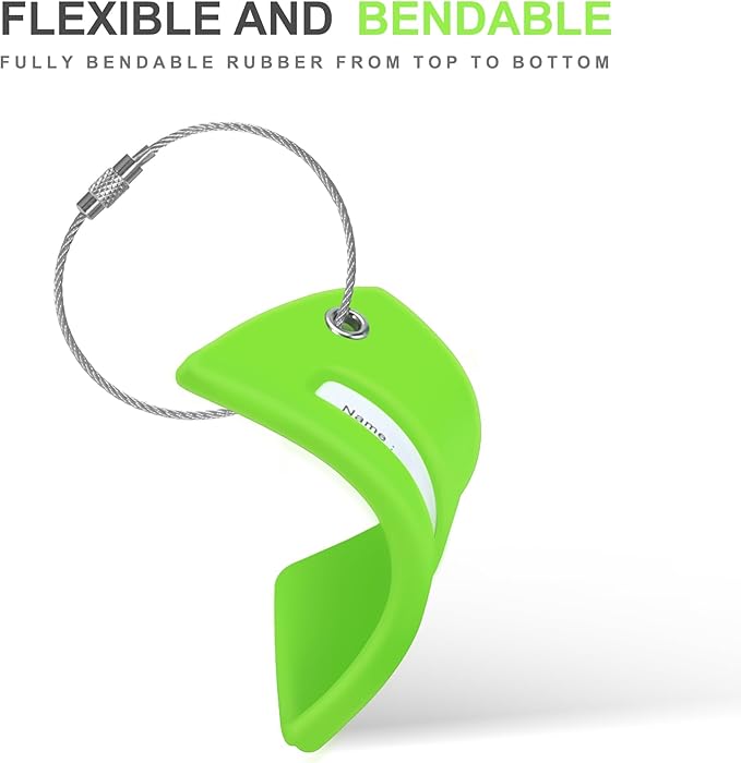 8 Pcs Luggage Tags for Suitcases, 26 Initial Letter Travel Luggage Baggage Identification Labels ID Tags Fully Bendable Tags with Stainless Steel Loop (Letter B, Green)
