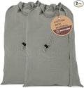 LFH Home Cotton Canvas Large Laundry Bag with Handle, Heavy Duty Drawstring Closure Washable Laundry Bags, School Travel, Home, Hotel, College Dorm, Organizer Sack, Toys Clothes 20x30 (Pack of 2)-Grey