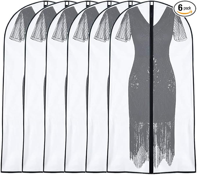 Garment Bags for Hanging Clothes 24'' x 48'' (Set of 6) Suit Covers for Closet Garment Bag Suit Cover for Suits Jacket Dresses Clothes Storage [Upgraded Version]