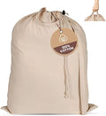 LFH Home Cotton Canvas Extra Large Laundry Bag with Handle, Heavy Duty Drawstring Closure Washable Laundry Bags School Travel, Home, Hotel, College Dorm, Organizer Sack, Toys Clothes 24x36-Natural