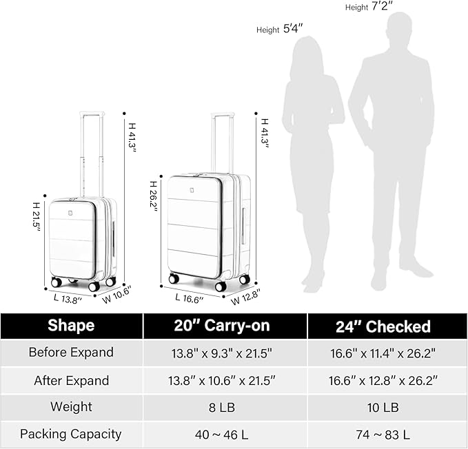 Hanke Hardside Expandable Checked Luggage, 24 Inch Top Opening Trunk Luggages with Spinner Wheels, All-PC Hard Shell Suitcase, Lightweight TSA Checked-Medium(Grey, 83L)