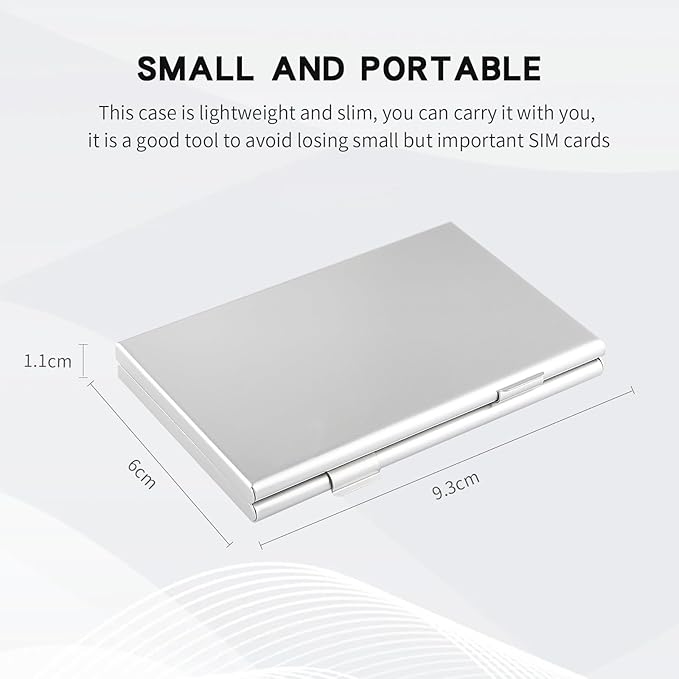 Aluminum SIM Card Case, 15Slots Ultrathin SIM Card Holder, Fit for 8 SIM Card, 6 Micro sim Card, and 1 Cell Phone Eject Pin Slots, Silver