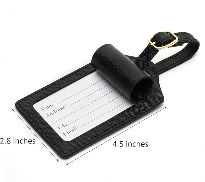 Luggage Tag PU Leather for Suitcase Baggage Handbag Travel Bag Label Suitcase Tag Label Tag w. Name Card & Privacy Cover (Q)
