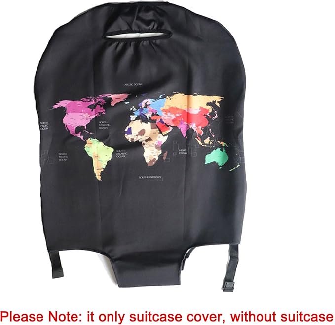 MosaiRudo Thicker Luggage Cover Elastic Suitcase Cover Protector Fits 18-32 Inch Suitcase Travel Accessories (World Map, S)
