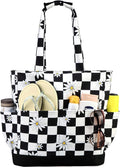 VASCHY Beach Bag for Women, Large Waterproof Sandproof Fold-able Packable Pool Tote Bag w Zipper/Pockets