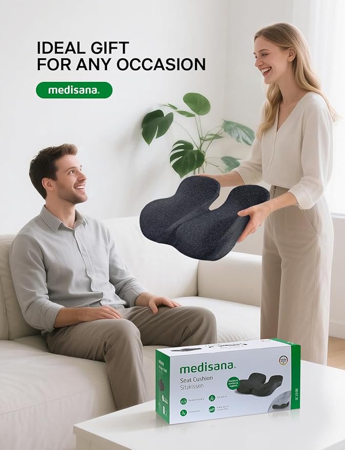 Seat Cushion, SC 150B Seat Cushions for Office Chairs, Car Seat, Wheelchair - Sciatica & Tailbone & Coccyx Pain Relief Pillow for Driver Sedentary People（Size:19.6 * 16.6 * 3.7 in-Black）