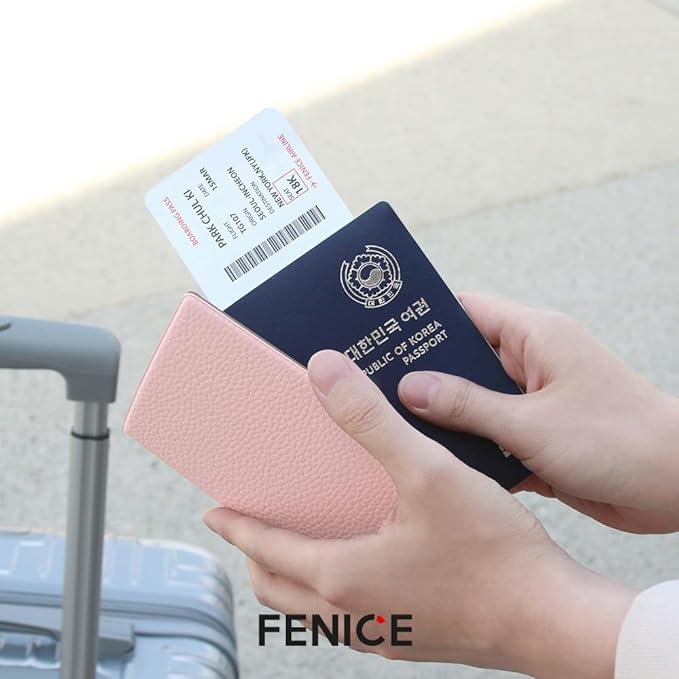Fenice Classic Passport Cover Holder Wallet Case for Travel Essential RFID Blocking Vegan Leather Waterproof (SAND)