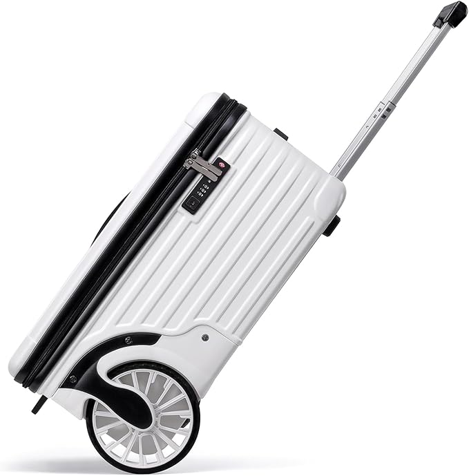 Extra Large Wheels Carry On Luggage Hard Shell Suitcase Top Opening Hardside Frame Travel Luggage with TSA Lock (White, 21-Inch)