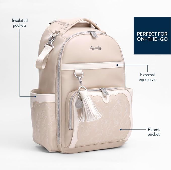 Itzy Ritzy Diaper Bag Backpack – Large Capacity Boss Plus Baby Backpack Diaper Bag Featuring 19 Pockets, Changing Pad, Stroller Clips, and Comfortable Backpack Straps, Oat