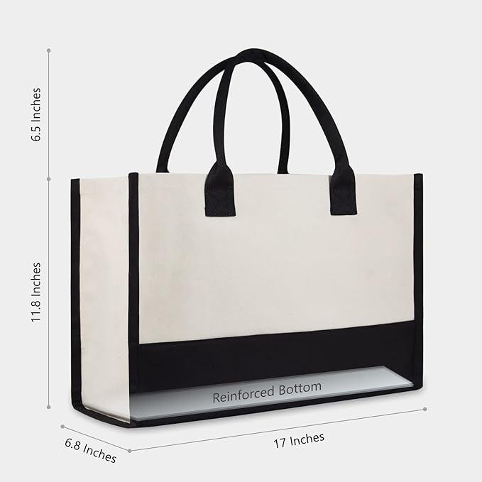 TOPDesign Embroidery Initial Canvas Tote Bag, Personalized Present Bag, Suitable for Wedding, Birthday, Beach, Holiday, is a Great Gift for Women, Mom, Teachers, Friends, Bridesmaids (Letter T)
