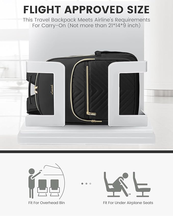 LOVEVOOK Laptop Backpack for Women, Travel Computer Work Bags with 17-inch Laptop Compartment, College School Student Bag Teen Backpacks For Girls, Hiking Outdoor Carry On Backpack Purse, Black