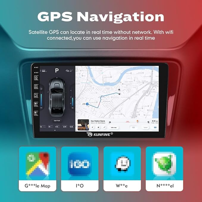 Kunfine Car CarPlay Android Auto Navigation Stereo GPS Radio Reverse Camera Display 9" IPS Touchscreen Headunit Tablet Pad Media Player for Subaru Forester 2007-2013, if Applicable Octa Core 4G+64G