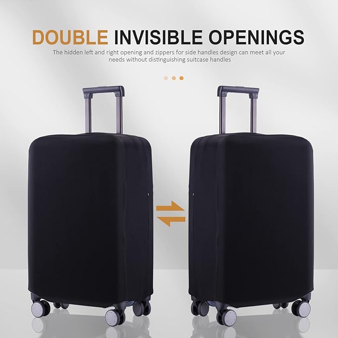 Travel Luggage Cover Suitcase Protector Scratch-Resistant Fit 19-31 Inch, Not Included Suitcase (Black, 2XL(30-31inch))