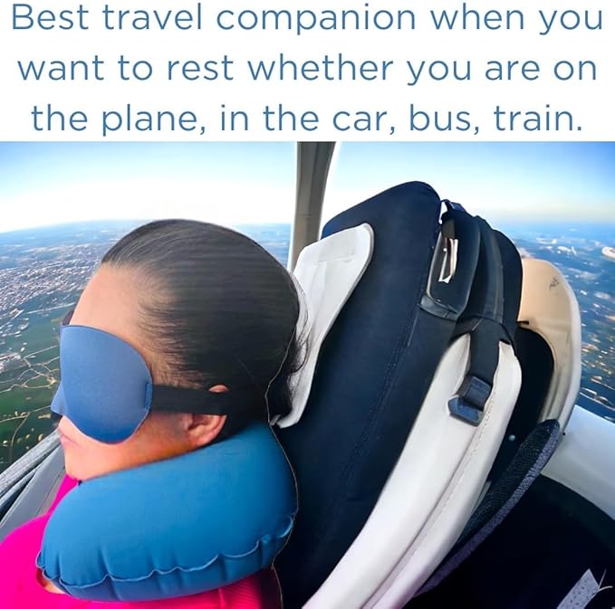 Inflatable Travel Pillows for Airplanes - Neck Pillow Inflatable - Press Pump- Blow up Airplane Pillow -Milk Silk TPU