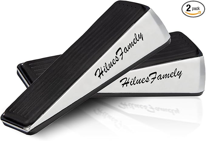 Door Stoppers - 2 Pack White Heavy Duty Door Stops for Bottom of Door Metal Rubber Small doorstops Wedge Security gate stoppers for Safety to Keep Door Open Suits Any Floor no Drilling
