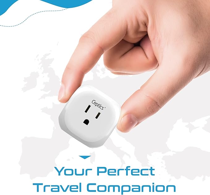 Ceptics Europe Travel Adapter Plug Set Schuko - 4 Input - Ultra Compact - Light Weight Type C, Type E/F - USA to Any Type C E/F Countries Such as Germany, France- 4 Pack (PT-9-9C-4PK),White