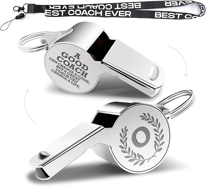 Letters Coach Gifts, Whistle for Coaches, Whistle Emergency, Thank You Coach Gifts, Coaches Whistle with Lanyard Cheer Coach Gift for Men Women Teachers Referees School Sports Coach Outdoor, Letter O
