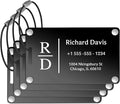 Luggage Tags for Suitcases 4 Pack: Personalized Luggage Tags for Backpacks & Bags Tags with Coustomizable Texts (Black)