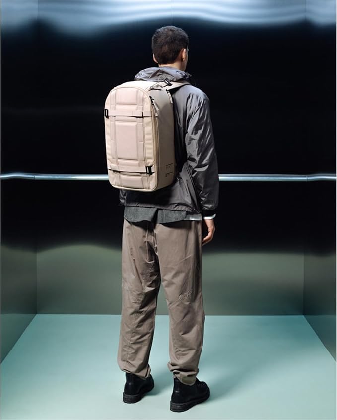 Db Journey Ramverk Backpack - Durable Travel Backpack with Laptop Compartment & Pockets for Work, Luggage with Roller Bag Hook Up System, 26L - Fogbow Beige