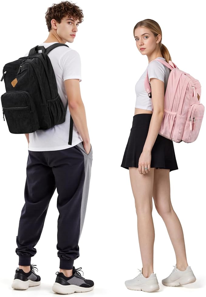 ZORFIN 26L Backpack for College, and Travel: Corduroy Bookbag - Midnight Blue
