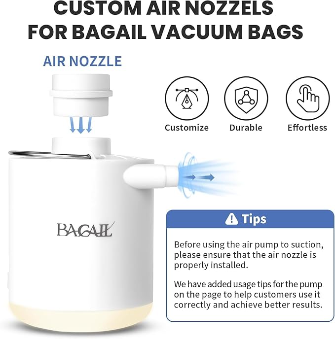 BAGAIL TPU Vacuum Bag for Travel, Reusable Compression Bag with IPX8 Waterproof Zipper, Save Space for Suitcase, Backpack and Carry on (White, ExtraLarge, With Pump)