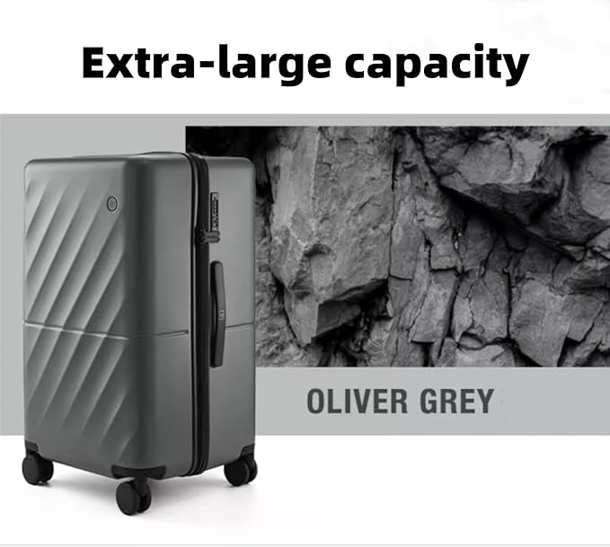 Trunk Luggage 24 Inch, Medium Checked Luggage with Double Spinner Wheels, Anti-Burst Zipper, Hard Case PC Suitcase, Lightweight Travel Luggage, TSA Approved (Slate Grey, Hudson)
