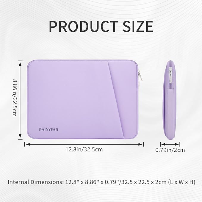 RAINYEAR Laptop Sleeve Case with Front Pocket, 11-13 Inch Protective Portable Case with Front Pocket, Briefcase Laptop Bag Cover Compatible with MacBook Air/Pro, HP, Dell, Lenovo, Acer, Purple