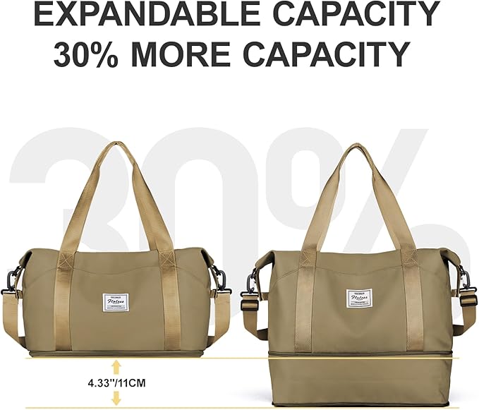 Travel Duffel Bag, Sports Tote Gym Bag, Shoulder Weekender Overnight Bag for Women
