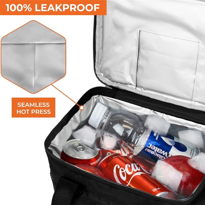 OPUX Soft Cooler Bag, Insulated Collapsible Lunch Cooler Bag for Men Work Camping Beach Travel, Portable Soft Sided Leakproof Waterproof Large Lunch Bag Box with Shoulder Strap 18 Cans, Black