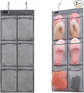 2 Pack Minimalist Black Over The Door Hanging Closet Shoe Holder Organizer with 6 Pockets (Mesh Pockets)