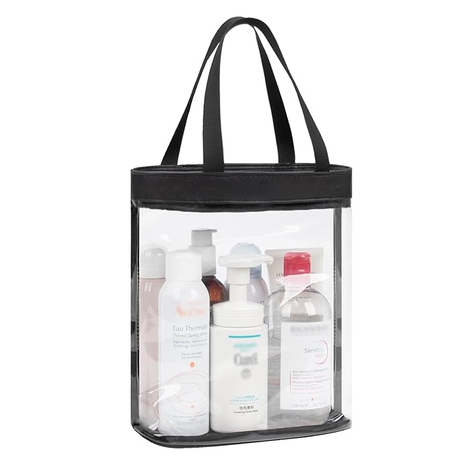 Travel Toiletry Bag, Clear Toiletry Bag for Women, Large Transparent Makeup Bag, Waterproof Clear Tote Bag Cosmetic Organizer, Portable Toiletry Bath Bag for Bathroom, Gym, Beach, Swimming, Traveling