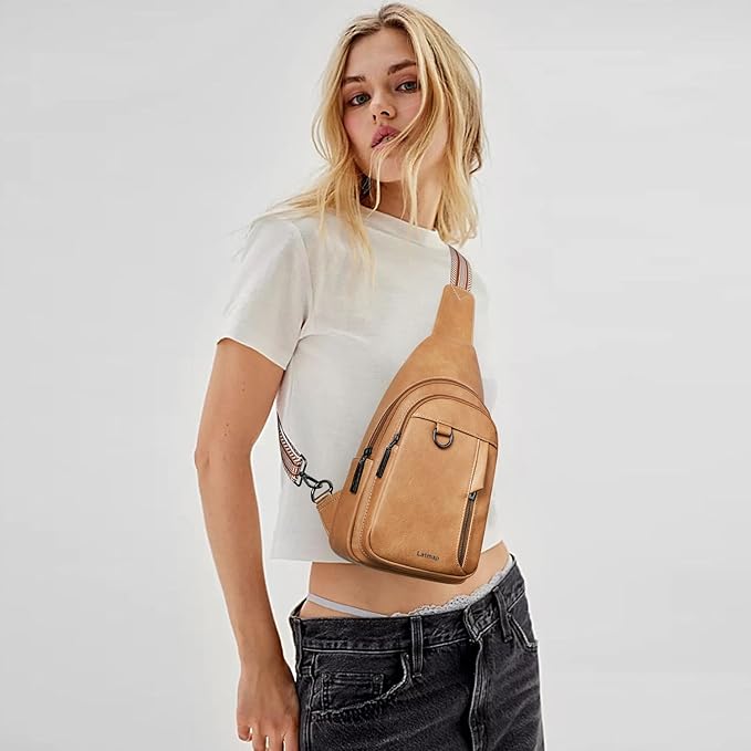 7L Sling Bag for Women Men Leather Small Sling Backpack Daypack Anti Theft Fanny Pack Crossbody Purse Travel