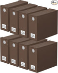SpaceAid 8 Pack Bed Sheet Organizers and Storage, Foldable Linen Closet Organizer, Set Folder Keeper With Window XL (Queen & King Size) Bedding Container (Brown)