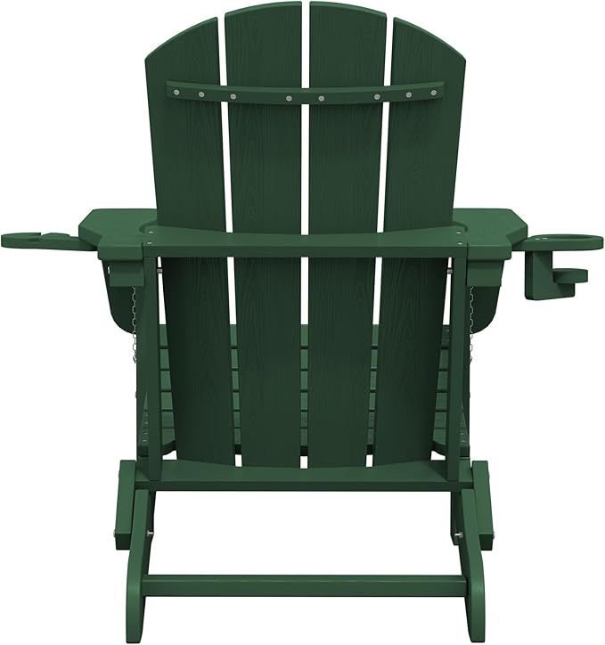 SERWALL Adirondack Chair with Cup Holders - Composite Adirondack Chairs Set of 6 HDPE Outdoor Chairs All Weather Use- Green
