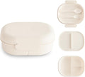 mushie Kids Bento Lunch Box | 3-Compartment & Removable Divider + Fork & Spoon Utensils | Great For Meals, School, Snacks On-the-Go | Dishwasher Safe (Ivory)