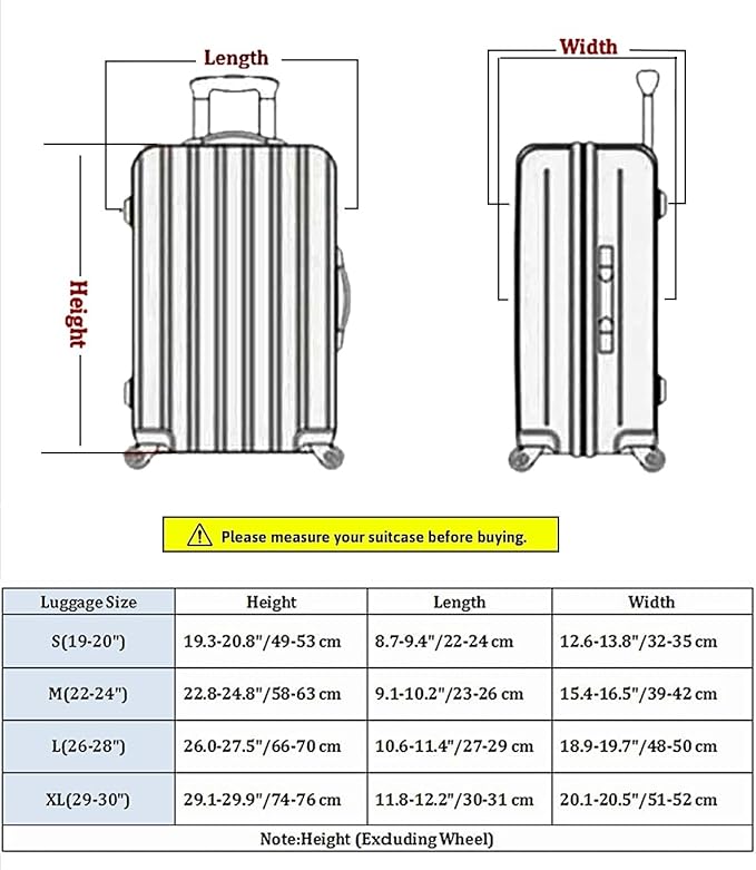 7-Mi Travel Trolley Case Cover Protector Suitcase Cover 19"-20" Trolley case Luggage Storage Covers for Men Women, Retro