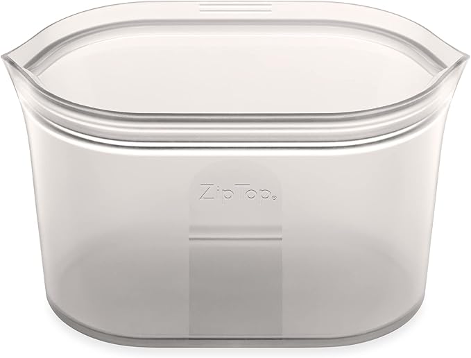 Zip Top Reusable Food Storage Bags | Large Dish [Gray] | Silicone Meal Prep Container | Microwave, Dishwasher and Freezer Safe | Made in the USA