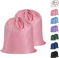 Polecasa Small Heavy Duty Laundry Bag with 130gsm Tear Resistant Fabric and Handles, Easy to Carry Durable Dirty Clothes Drawstring Bag, Perfect for College Dorm, Travel, 2 Pack 21”x24”,Pink