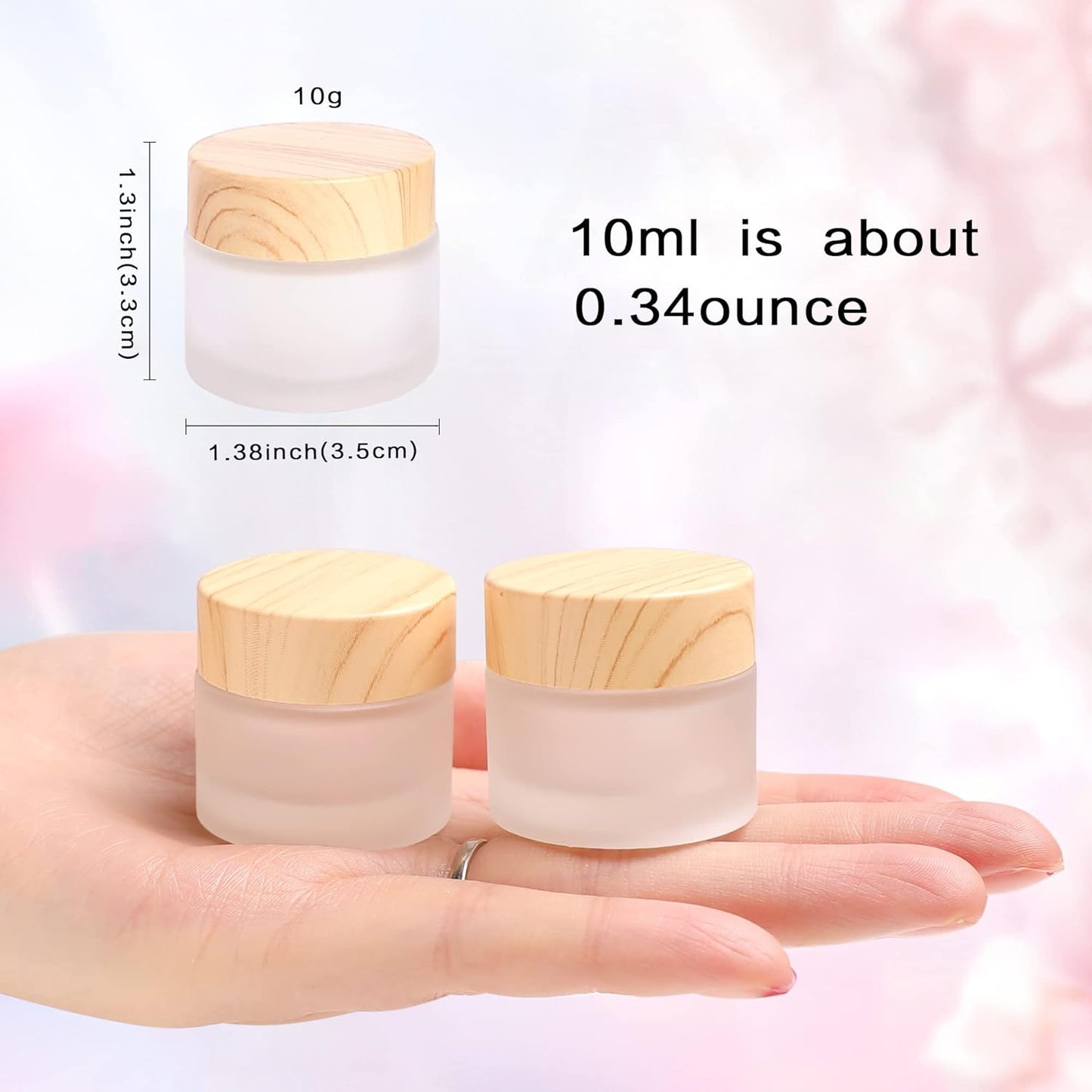 8PCS 10MLGlass Cosmetic Containers with lids，Round Frosted Glass Jars with Leakproof lids,Small Empty Glass Sample Jars for Makeup Lip Scrub Balm Lotions Sample Eye Creams DIY (8 PACK 10ML)