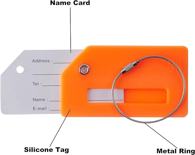 8 Pcs Luggage Tags for Suitcases, 26 Initial Letter Travel Luggage Baggage Identification Labels ID Tags Fully Bendable Tags with Stainless Steel Loop (Letter M, Colorful)