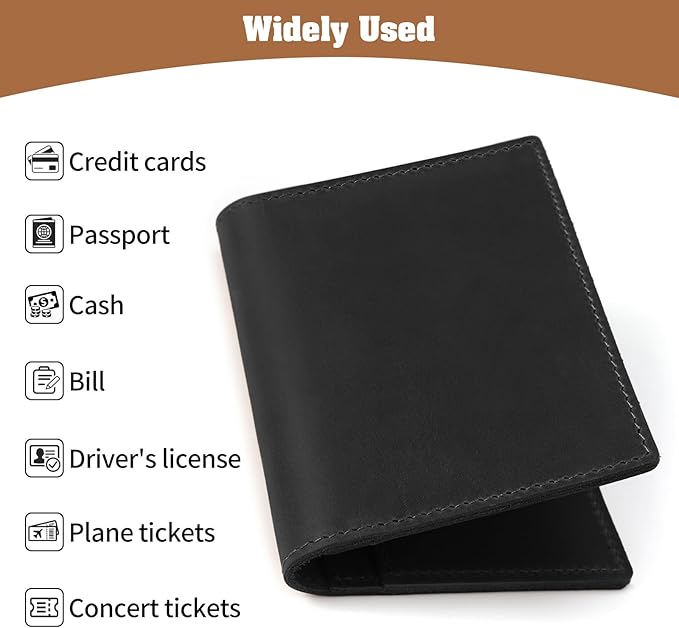 Jack&Chris Leather Passport Holder, Handmade Passport cover, Travel Wallet Cover Case for Men and Women, Leather Travel Documents Organizer Protector, JC107