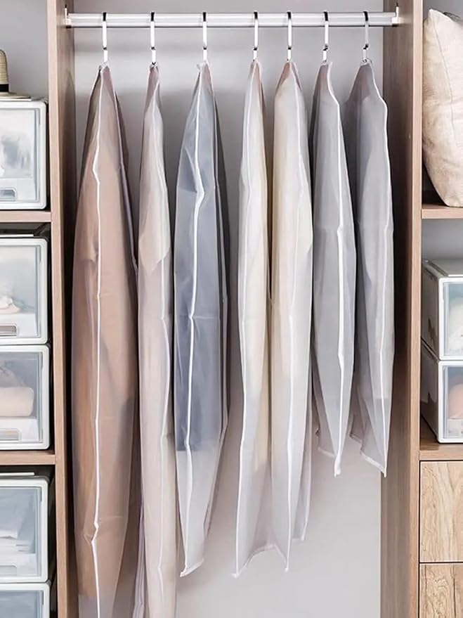Garment Bags for Hanging Clothes (Set of 12) Travel Garment Bag with Zip Clothes Garmet Bag Shirt Suit Travel Bags for Men Closet Cover for Open Closet Storage (White 24'' x 48'')