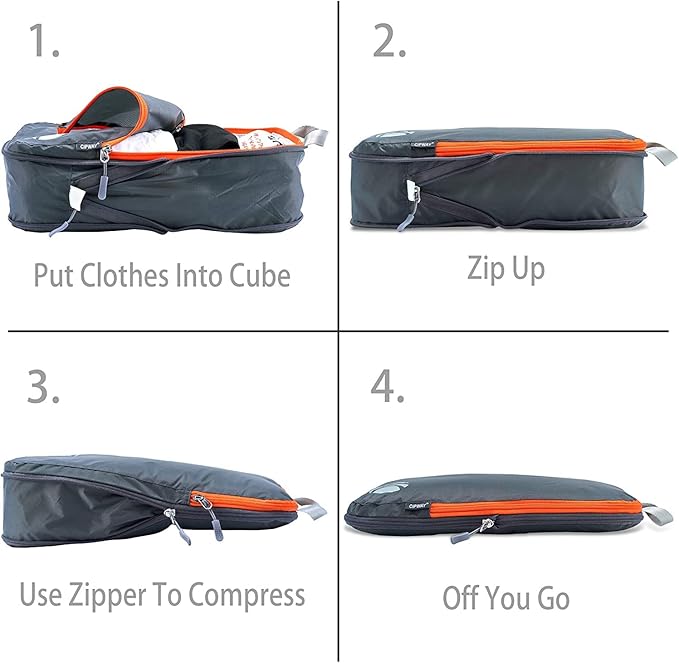 Cipway Compression Packing Cubes Set, Ultralight Expandable Travel Packing Organizers for Carry on Luggage (Grey 6pcs)