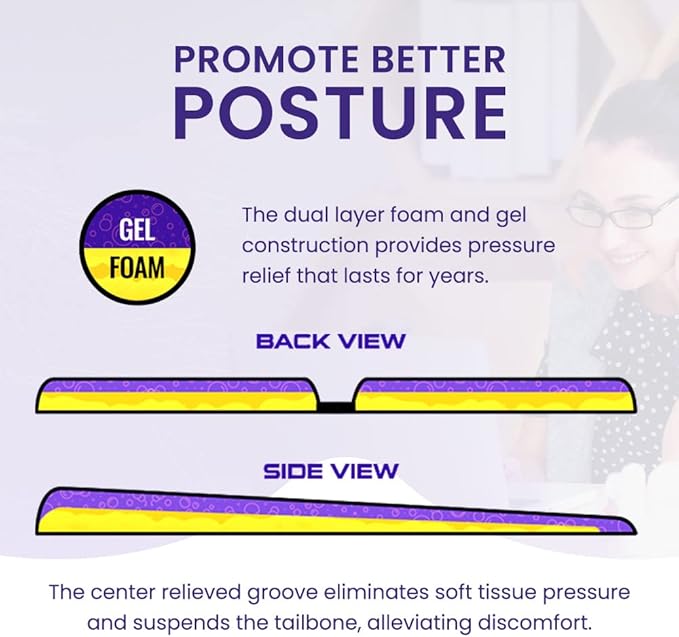 GSeat Lite Travel Gel and Foam Cushion - for Back Pain, Sciatica, Pressure Relief, and Tailbone Discomfort - Promotes Healthy Posture - Ergonomic Comfort - for Car, Commute, Airplane and Travel