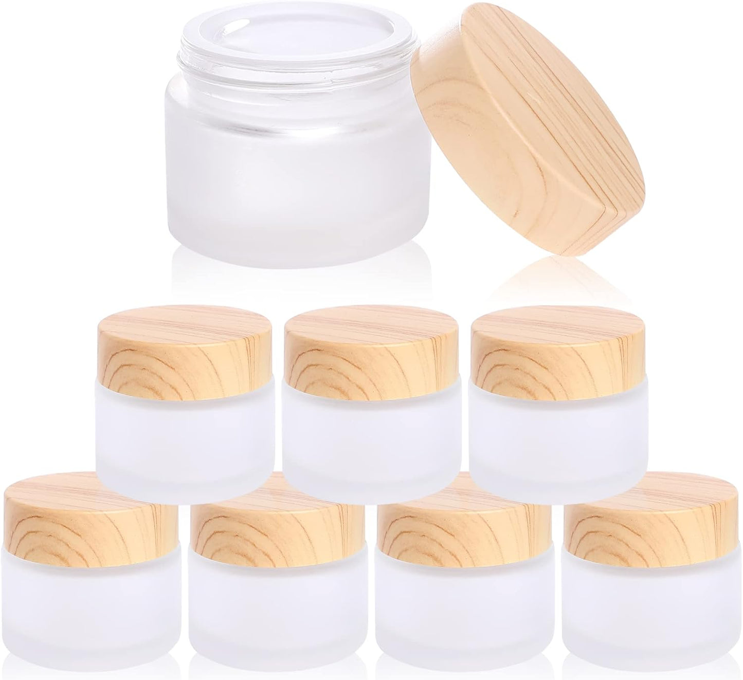 8PCS 10MLGlass Cosmetic Containers with lids，Round Frosted Glass Jars with Leakproof lids,Small Empty Glass Sample Jars for Makeup Lip Scrub Balm Lotions Sample Eye Creams DIY (8 PACK 10ML)