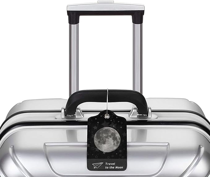 2 Pack Luggage Tag for Suitcase, Cute Unique Leather Suitcase Tags Identifiers with Privacy Name Address Labels & Durable Steel Loop for Women Men Travel