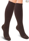Cotton Compression Socks for Women & Men. 15-20 mmHg Support Knee-High Brown X/L