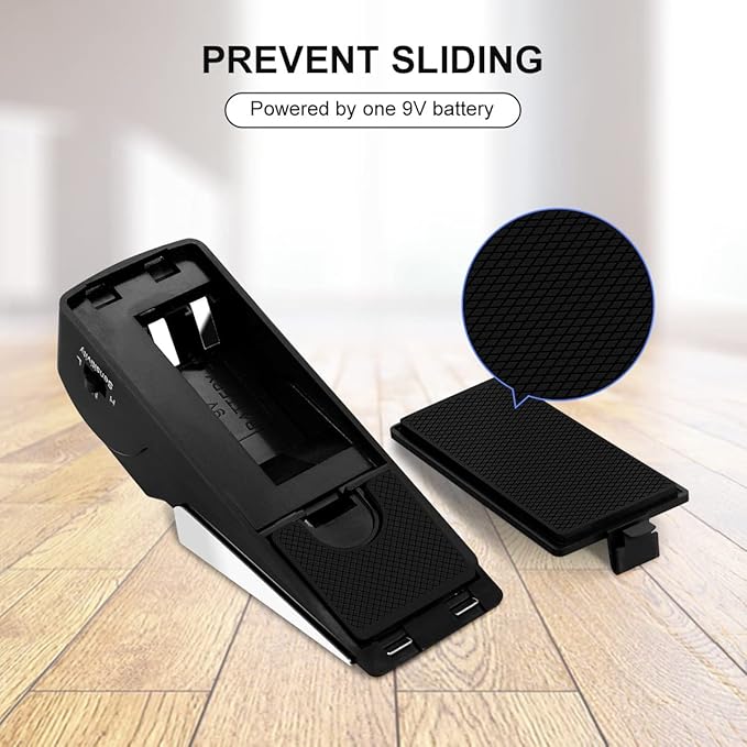 3 Pack Door Stop Alarm, Door Stopper with 120DB Security Alarm, Floor Wedge Door Stop Siren, Door Security Devices for Traveling, Apartment, Hotel and Home, Black